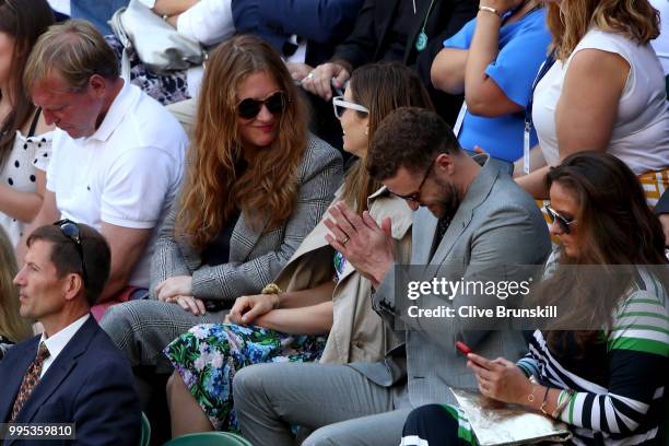 Justin Timberlake and his wife Jessica Biel attend day eight of the Wimbledon Lawn Tennis Championships at All England Lawn Tennis and Croquet Club...