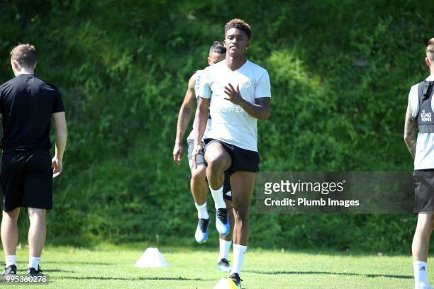 Demarai Gray during the Leicester City pre-season training camp on July 10, 2018 in Evian, France.