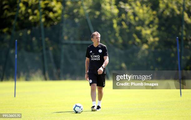 Manager Claude Puel during the Leicester City pre-season training camp on July 10, 2018 in Evian, France.