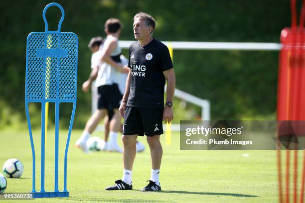 Manager Claude Puel during the Leicester City pre-season training camp on July 10, 2018 in Evian, France.