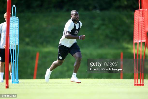 Wes Morgan during the Leicester City pre-season training camp on July 10, 2018 in Evian, France.