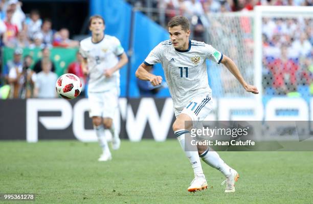 Aleksandr Golovin of Russia during the 2018 FIFA World Cup Russia Round of 16 match between Spain and Russia at Luzhniki Stadium on July 1, 2018 in...