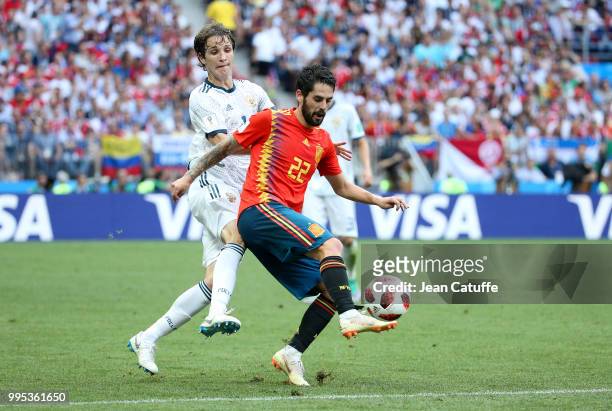 Isco of Spain during the 2018 FIFA World Cup Russia Round of 16 match between Spain and Russia at Luzhniki Stadium on July 1, 2018 in Moscow, Russia.