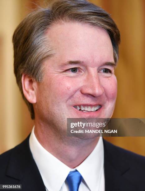 Supreme Court associate justice nominee Brett Kavanaugh attends a meeting with US Senate Majority Leader Mitch McConnell at McConnell's office in the...