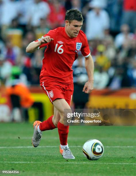 James Milner of England in action during the FIFA World Cup Round of 16 match between Germany and England at the Free State Stadium on June 27, 2010...