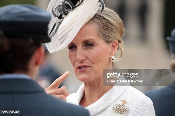 Sophie, Countess of Wessex attends the RAF 100 ceremony on Horse Guards Parade on July 10, 2018 in London, England. A centenary parade and a flypast...