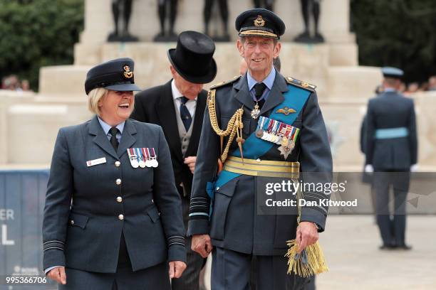 Prince Edward, Duke of Kent attends the RAF 100 ceremony on Horse Guards Parade on July 10, 2018 in London, England. A centenary parade and a flypast...