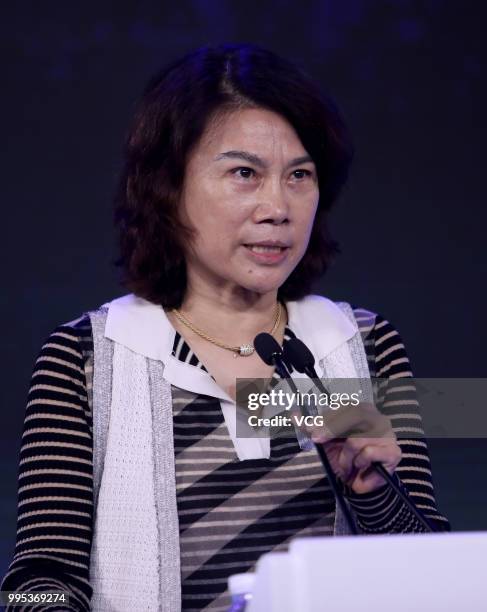 Gree Electric chairwoman Dong Mingzhu speaks at 2018 APEC China CEO Forum on July 6, 2018 in Beijing, China. 2018 APEC China CEO Forum, an...