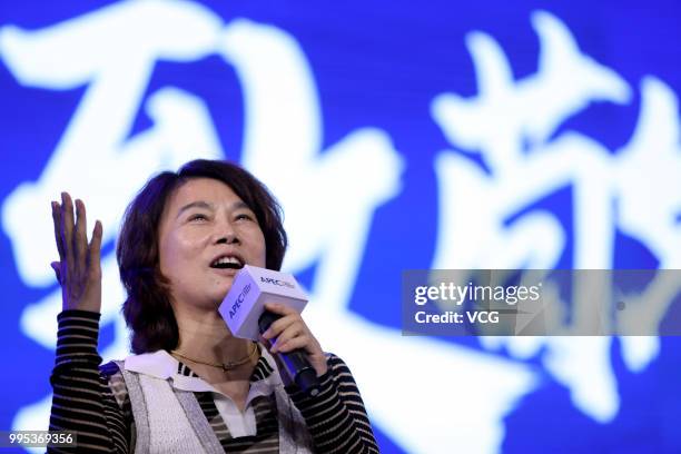 Gree Electric chairwoman Dong Mingzhu speaks at 2018 APEC China CEO Forum on July 6, 2018 in Beijing, China. 2018 APEC China CEO Forum, an...