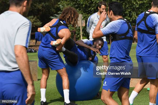 Tiemoue Bakayoko of Chelsea during a training session at Chelsea Training Ground on July 10, 2018 in Cobham, England.