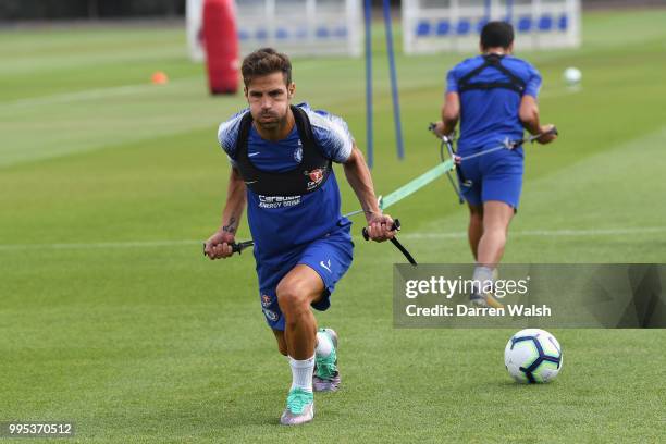 Cesc Fabregas of Chelsea during a training session at Chelsea Training Ground on July 10, 2018 in Cobham, England.