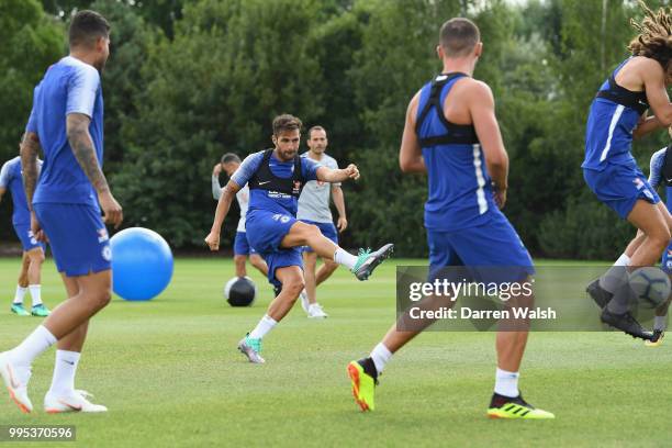 Cesc Fabregas of Chelsea during a training session at Chelsea Training Ground on July 10, 2018 in Cobham, England.