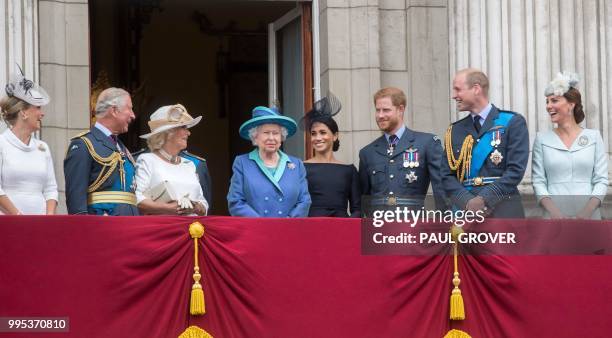 Britain's Sophie, Countess of Wessex, Britain's Prince Charles, Prince of Wales, Britain's Camilla, Duchess of Cornwall, Britain's Queen Elizabeth...