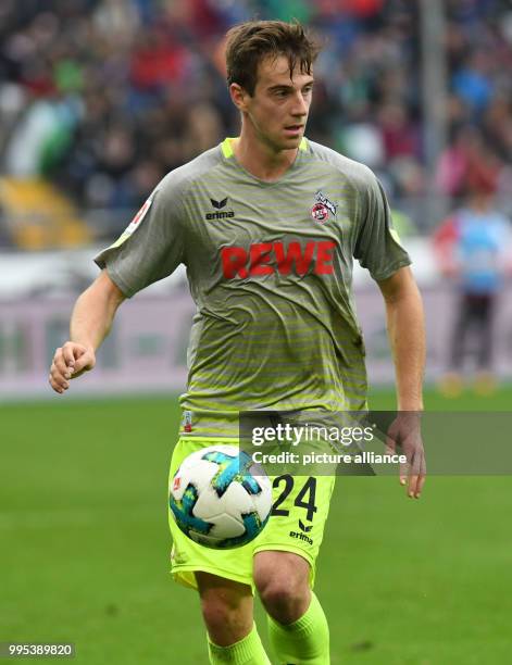 Cologne's Lukas Klünter on the ball during the German Bundesliga match between Hanover 96 and 1. FC Cologne at the HDI Arena in Hanover, Germany, 24...