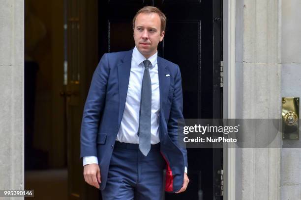 Newly appointed Secretary of State for Health Matt Hancock leaves Downing Street as he attended the first Cabinet meeting after Brexit re-shuffle,...