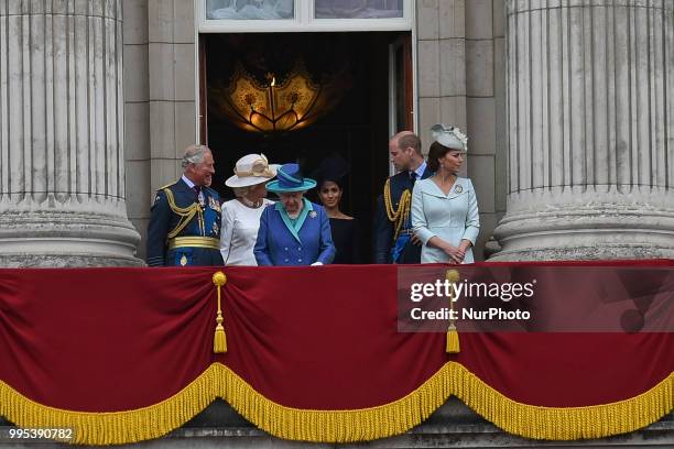 Britain's Prince Charles, Prince of Wales, Britain's Camilla, Duchess of Cornwall, Britain's Queen Elizabeth II, Britain's Meghan, Duchess of Sussex,...