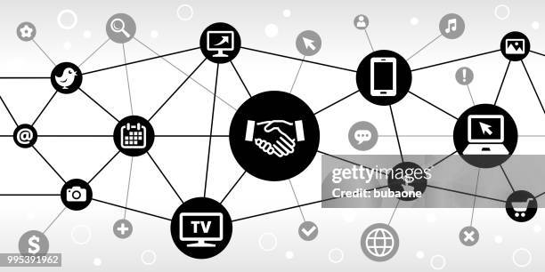 handshake internet communication technology triangular node pattern background - dealing cards stock illustrations
