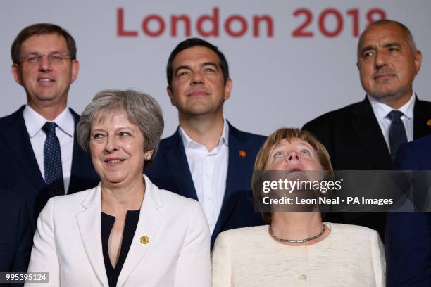 Slovenia's Prime Minister Miro Cerar, Prime Minister Theresa May, Greece's Prime Minister Alexis Tsipras, Germany's Chancellor Angela Merkel and...