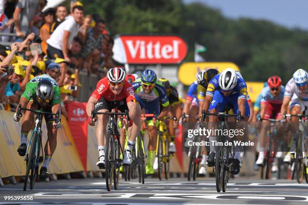 Arrival / Sprint / Fernando Gaviria of Colombia and Team Quick-Step Floors / Peter Sagan of Slovakia and Team Bora Hansgrohe Green Sprint Jersey /...