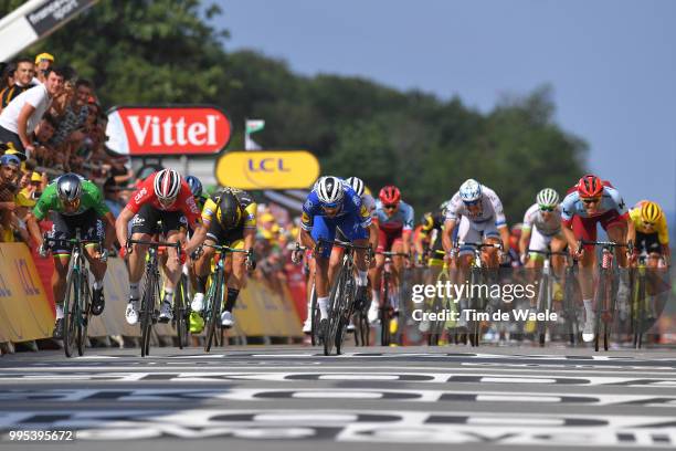 Arrival / Sprint / Fernando Gaviria of Colombia and Team Quick-Step Floors / Peter Sagan of Slovakia and Team Bora Hansgrohe Green Sprint Jersey /...