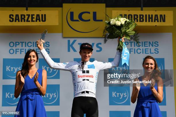 Podium / Soren Kragh Andersen of Denmark and Team Sunweb White Best Young Jersey / Celebration / during the 105th Tour de France 2018, Stage 4 a...