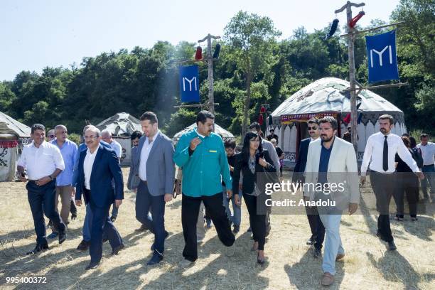 Venezuelan President Nicolas Maduro visits the set of famous Turkish TV show "Dirilis Ertugrul", which is broadcasted in 65 other countries, in...