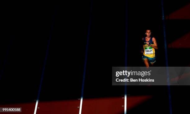 Joshua Torley of Australia in action during the final of the men's 10,000m on day one of The IAAF World U20 Championships on July 10, 2018 in...