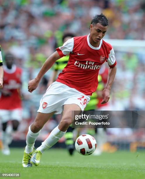 Marouane Chamakh of Arsenal in action during the Emirates Cup match between Arsenal and Celtic at the Emirates Stadium on August 1, 2010 in London,...