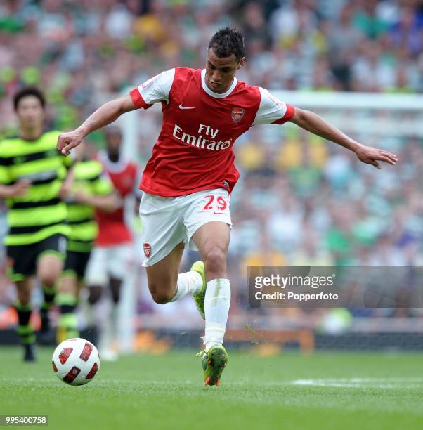 Marouane Chamakh of Arsenal in action during the Emirates Cup match between Arsenal and Celtic at the Emirates Stadium on August 1, 2010 in London,...