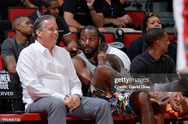 John Wall of the the Washington Wizards enjoys the game between the the Cleveland Cavaliers and the Washington Wizards during the 2018 Las Vegas...