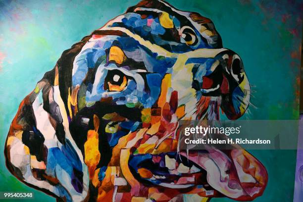 This is a portrait of a Labrador Retreiver called She Is Hunter by artist Tif Choate in her home studio on July 1, 2018 in Lafayette, Colorado. The...