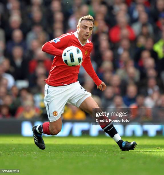 Dimitar Berbatov of Manchester United in action during the Barclays Premier League match between Manchester United and West Bromwich Albion at Old...