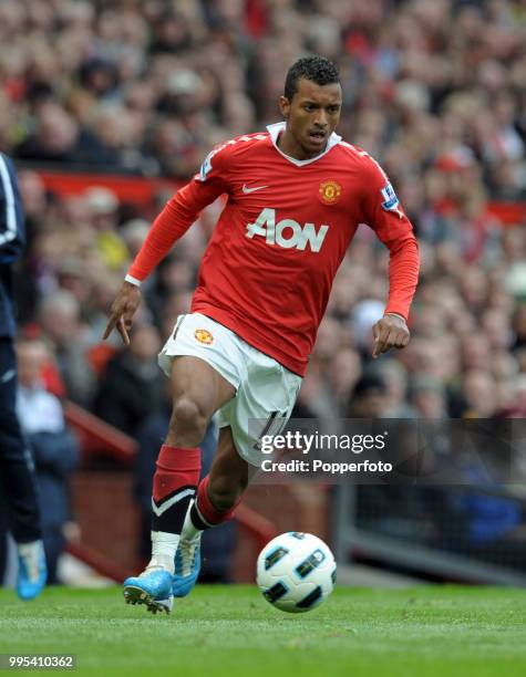 Nani of Manchester United in action during the Barclays Premier League match between Manchester United and West Bromwich Albion at Old Trafford on...