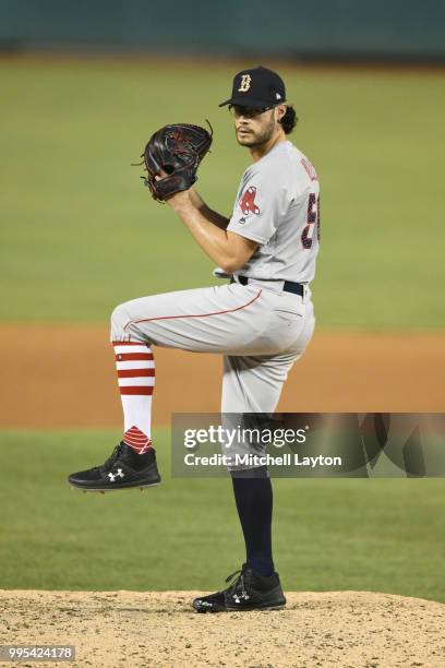 Joe Kelly of the Boston Red Sox pitches during a baseball game against the Washington Nationals at Nationals Park on July 2, 2018 in Washington, DC....