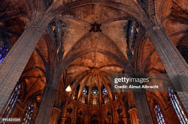 inside the cathedral in barcelona - almut albrecht bildbanksfoton och bilder