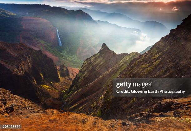 dawn at waimea canyon - waimea valley stock pictures, royalty-free photos & images