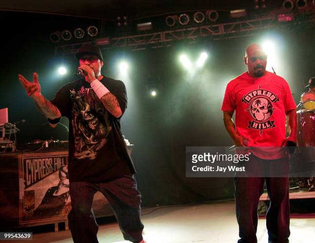 Real and Sen Dog of Cypress Hill perform at Stubb's BBQ on May 13, 2010 in Austin, Texas.