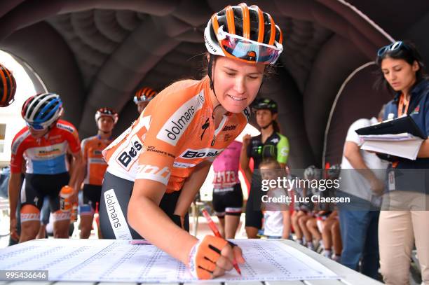 Start / Karol-Ann Canuel of Canada and Boels - Dolmans Cycling Team / during the 29th Tour of Italy 2018 - Women, Stage 5 a 122,6km stage from Omegna...
