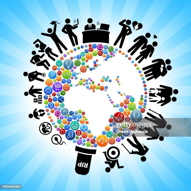 planet earth internet technology human life cycle background - baby stick figure stock illustrations