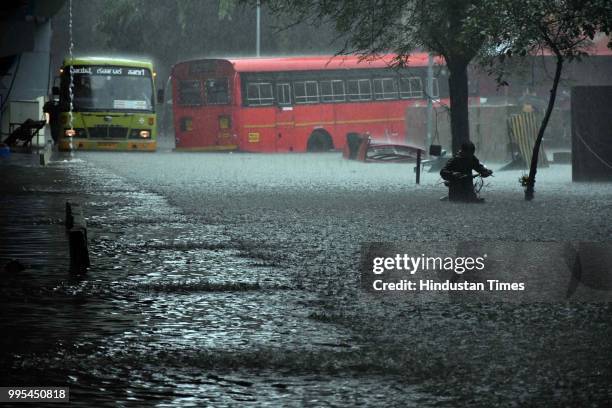 Water logging near vandana cinema on July 9, 2018 in Thane, India. Indias financial capital and its surrounding districts were in for another rude...