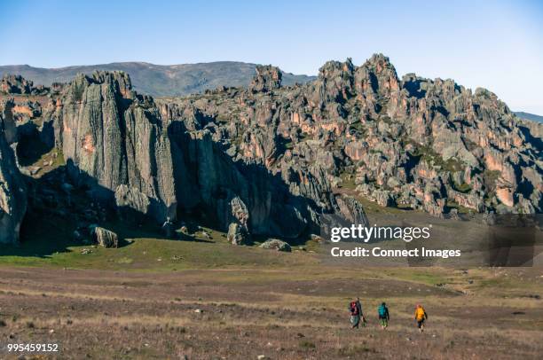 rock climbers at hatun machay, huaraz, ancash, peru - cultura stock pictures, royalty-free photos & images