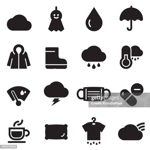Iconos De La Temporada De Lluvias Black Edition, Foto de stock