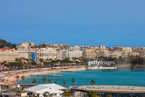 france, cannes, cote d'azur, french riviera, view to beach - french riviera fotografías e imágenes de stock