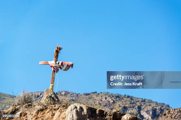 colca canyon cross - colca stock pictures, royalty-free photos & images