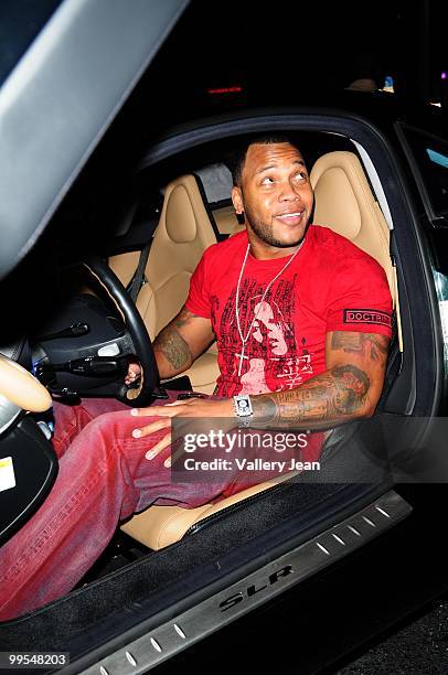 Rapper Flo Rida arrives at Club Play on May 13, 2010 in Miami Beach, Florida.