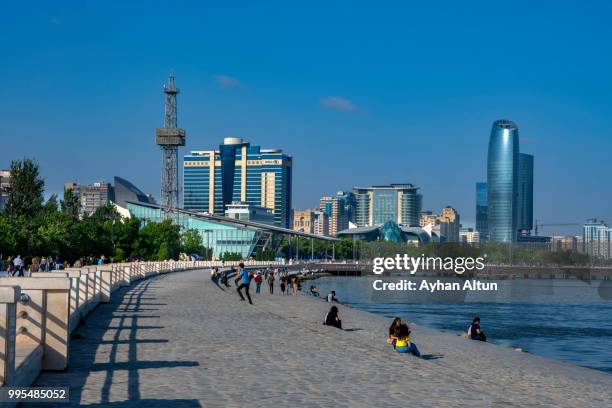 baku promenade, azerbaijan - caspian sea city stock pictures, royalty-free photos & images