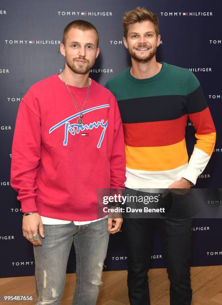 Marcus Butler and Jim Chapman attend the Tommy Hilfiger x Lewis Hamilton event at the Tommy Hilfiger Regent Street store on July 10, 2018 in London,...