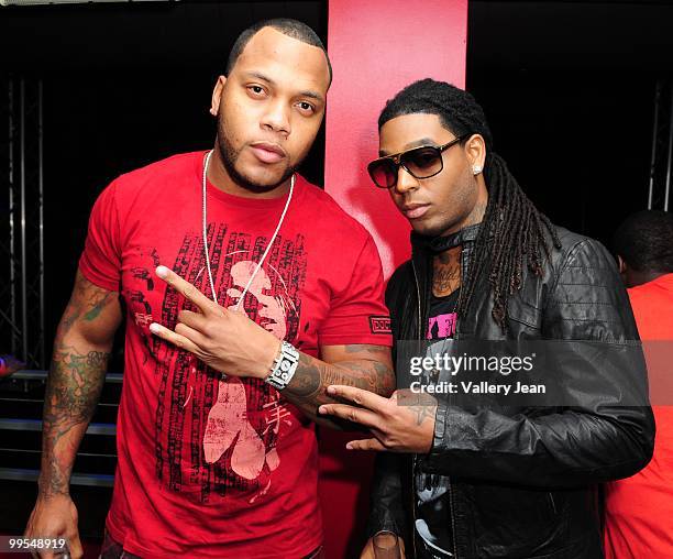 Rapper Flo Rida and Rude Boi of R&B group GitFresh at Club Play on May 13, 2010 in Miami Beach, Florida.