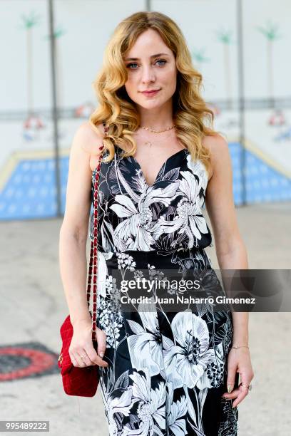 Angela Cremonte La Redoutte dress and Bdba handbag during the Mercedes Benz Fashion Week Spring/Summer 2019 at IFEMA on July 10, 2018 in Madrid,...