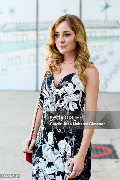 Angela Cremonte La Redoutte dress and Bdba handbag during the Mercedes Benz Fashion Week Spring/Summer 2019 at IFEMA on July 10, 2018 in Madrid,...